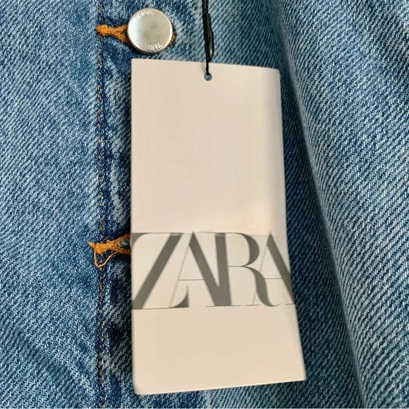 [🌟 PRICE FIRM] ZARA Denim Crossover Midi Skirt Blue Jean Pencil Skirt w/ Slit - Picture 10 of 15
